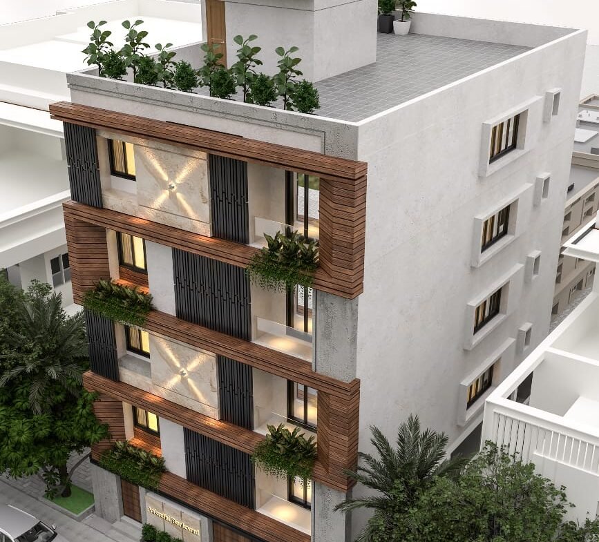 "Spacious 2400 sqft 3BHK Luxury Flats for Sale in HSR Layout | Modern Construction & Excellent Ventilation | Ample Parking Available" Building front view https://renthouzz.in/