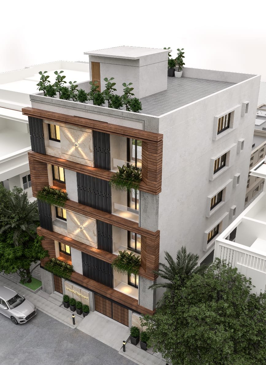 "Spacious 2400 sqft 3BHK Luxury Flats for Sale in HSR Layout | Modern Construction & Excellent Ventilation | Ample Parking Available" Building front view https://renthouzz.in/