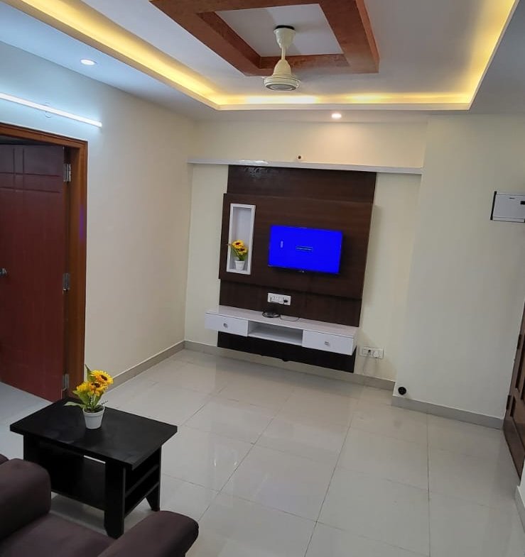Tv unit and table in 1bhk fully furnished flat
