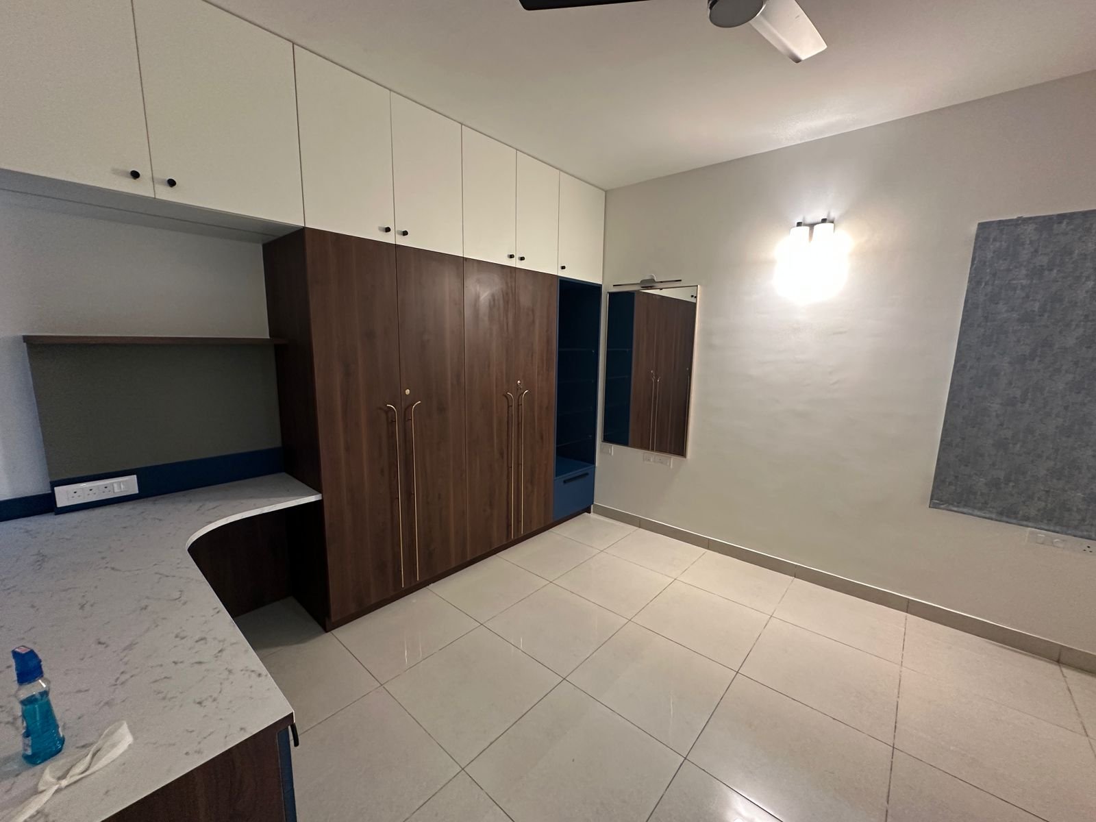 Master bedroom in semi furnished 3BHK flat at Prestige Elysian Bangalore