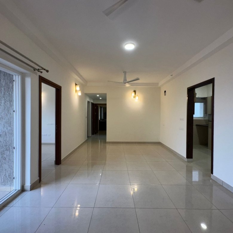 Spacious living room in 3BHK flat for rent at Prestige Elysian Bannerghatta Main Road