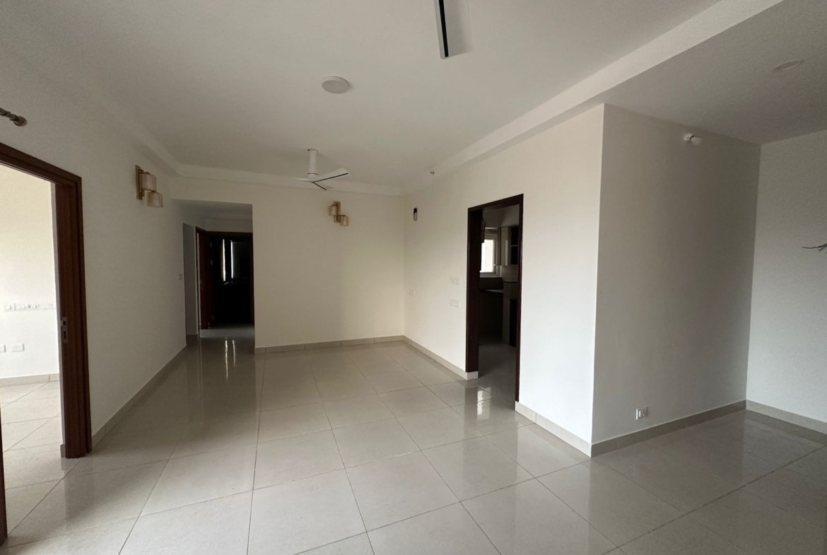 Spacious living room in 3BHK flat for rent at Prestige Elysian Bannerghatta Main Road