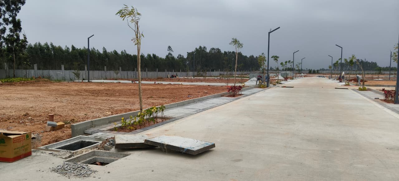 Landscaped green areas and Miyawaki forest concept in villa plot project at Jigani Bangalore.