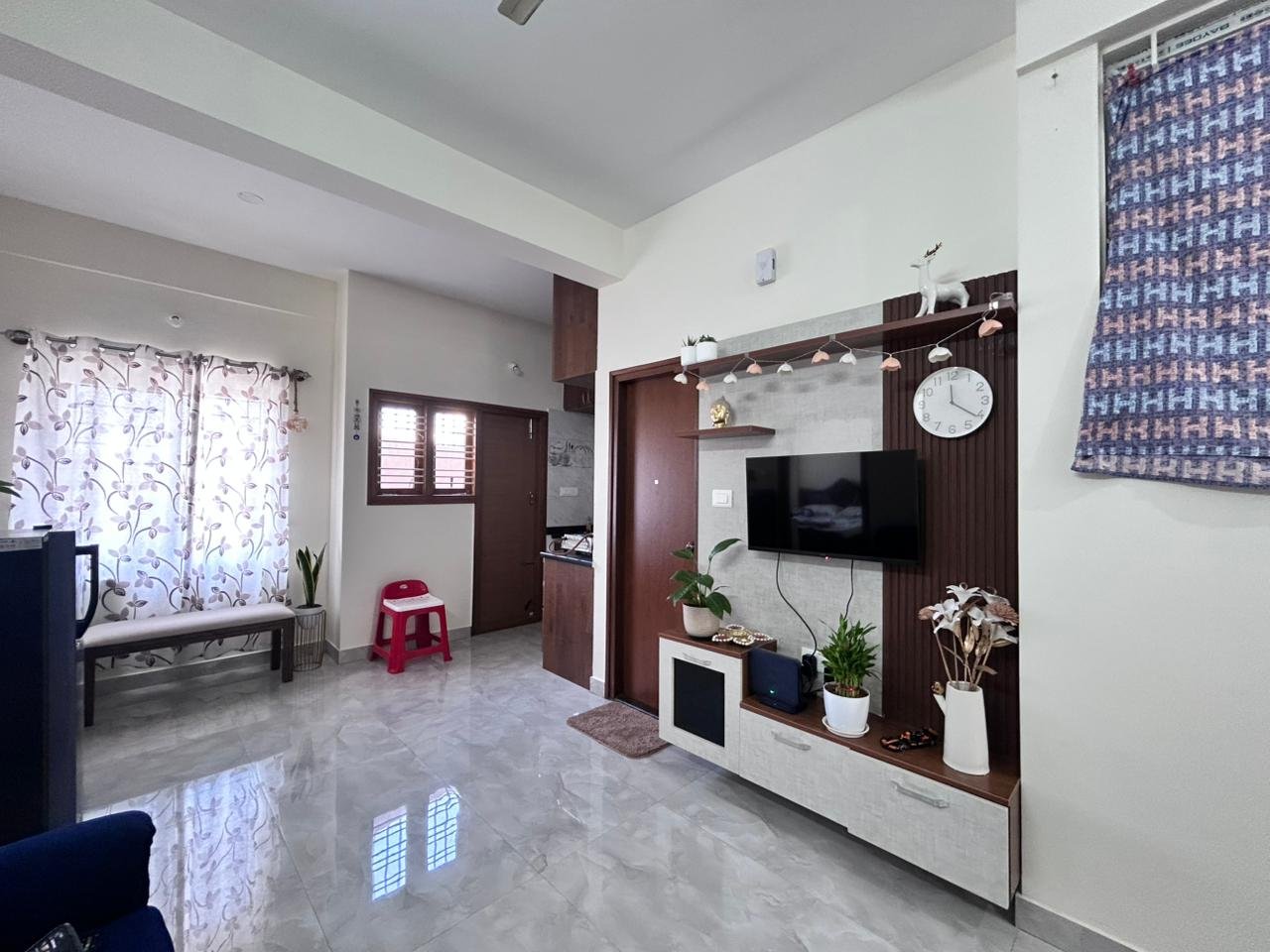 Brand new 1BHK furnished flat for rent near Star Bazar in Akshaya Nagar Bangalore with modern interiors