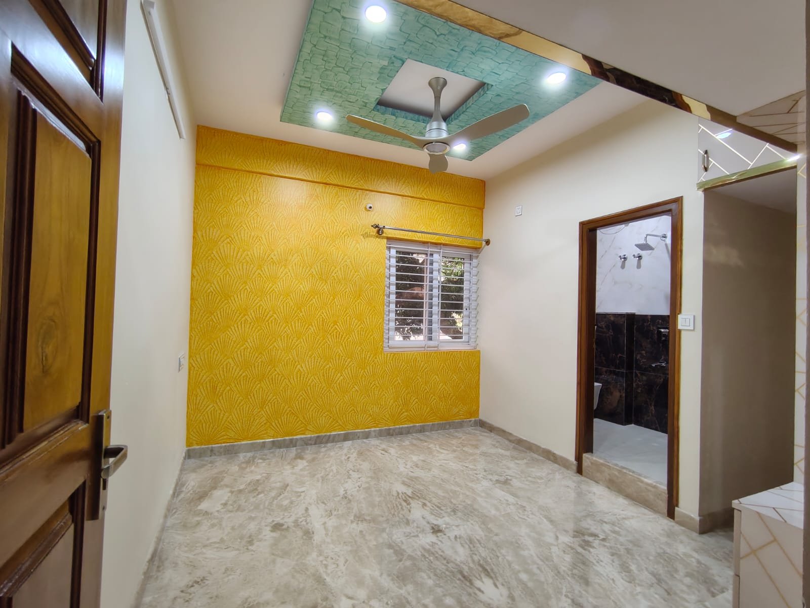 Bedroom with wardrobe in semi furnished 2BHK apartment for rent in HSR Layout Sector 1 Bangalore