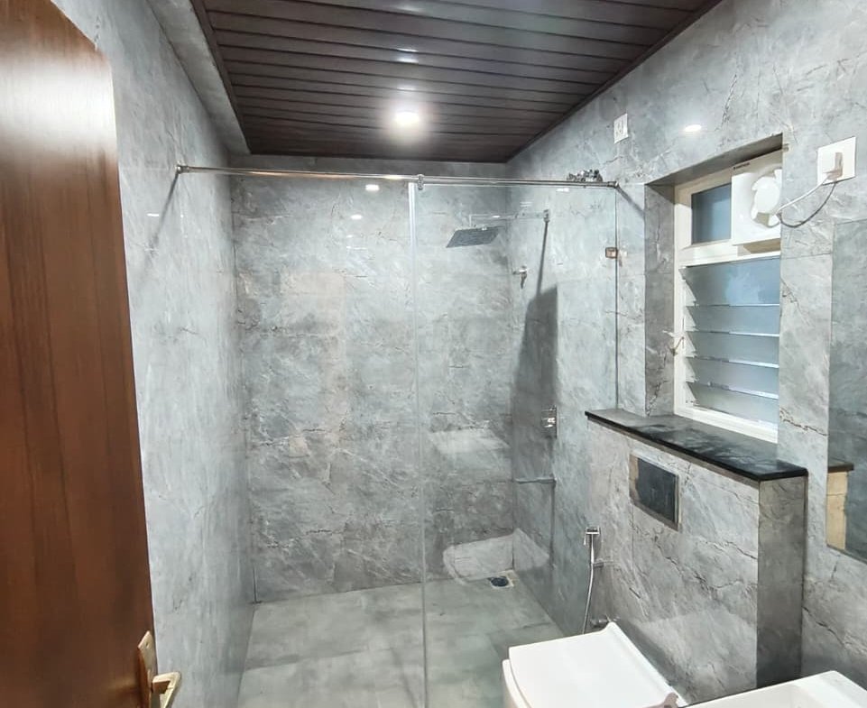 Bathroom with modern fittings in Woodsvale villa Sarjapura Bangalore