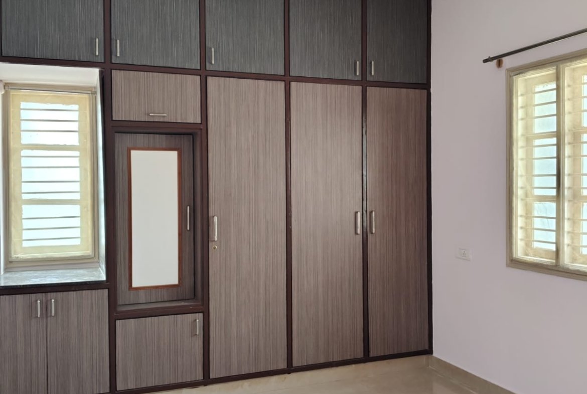 Bedroom with cupboards in 1BHK flat for rent near Bannerghatta Road