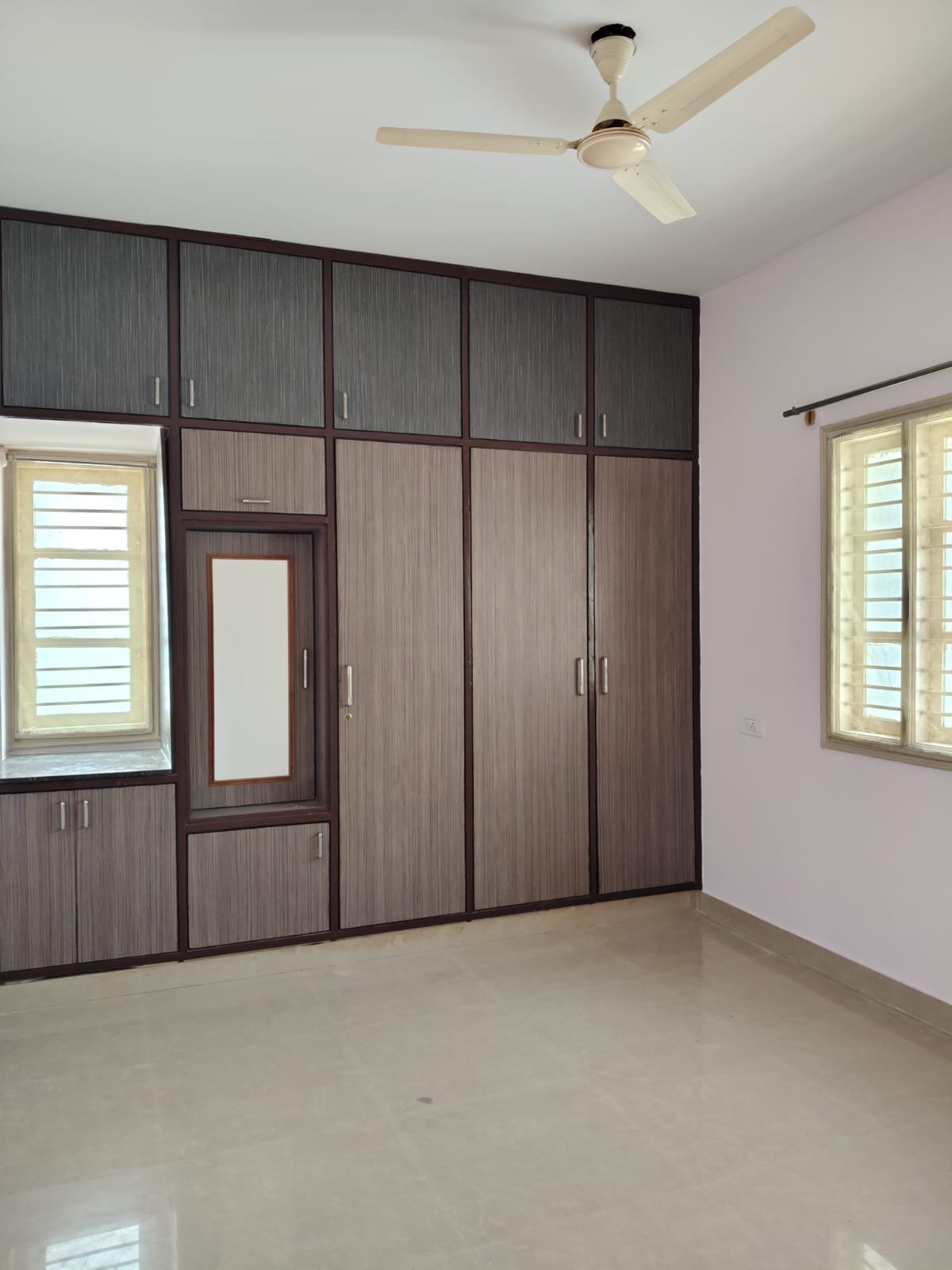 Bedroom with cupboards in 1BHK flat for rent near Bannerghatta Road
